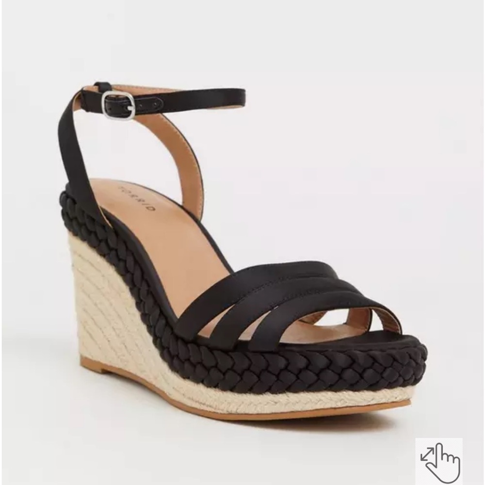 NWT Torrid Black Satin Braid Espadrille Platform size 9W
